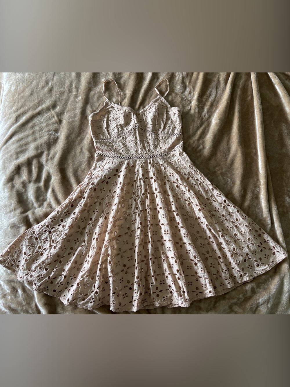 VENUS Cream Eyelet Spaghetti Strap Sundress